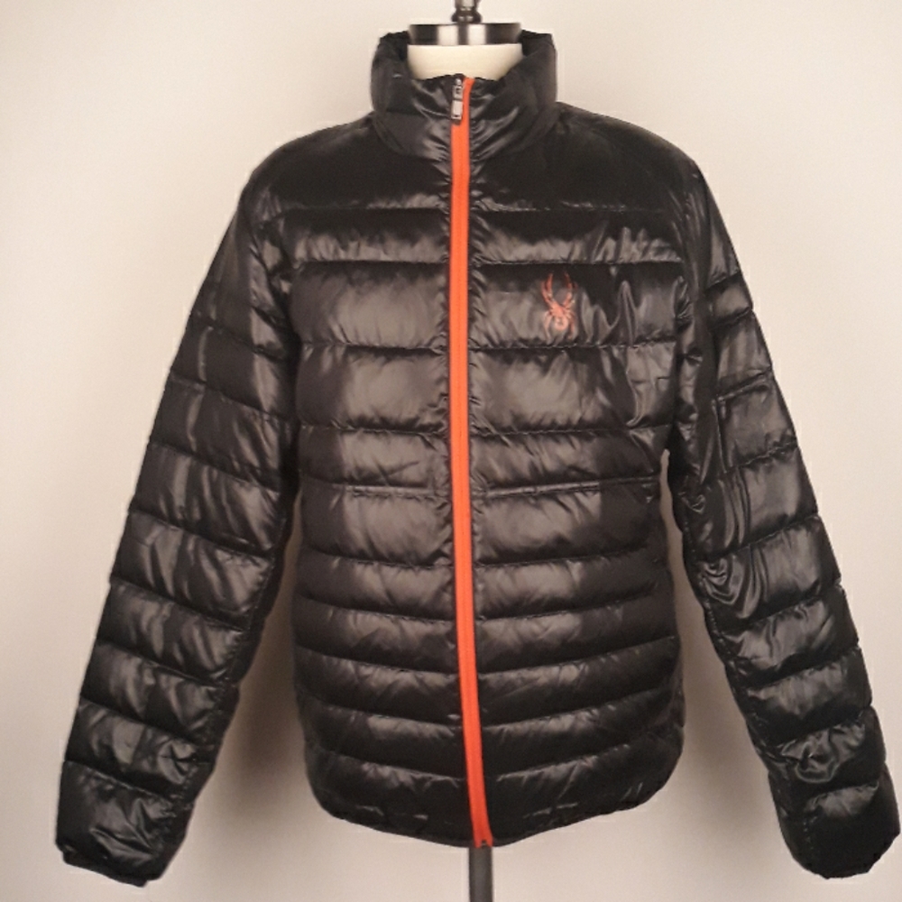 SPYDER Black Puffer Full Zip Mens XL Duck Down Jacket